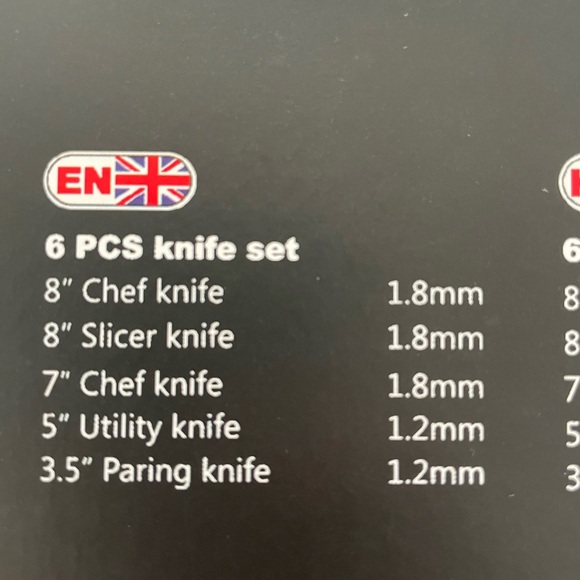 6-Piece Black and Silver Knife Set - Picture 3 of 5